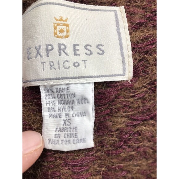 Express Tricot Vintage Ramie Wool Blend Sweater Embroidered Artsy Tassels Sz XS - Picture 4 of 8